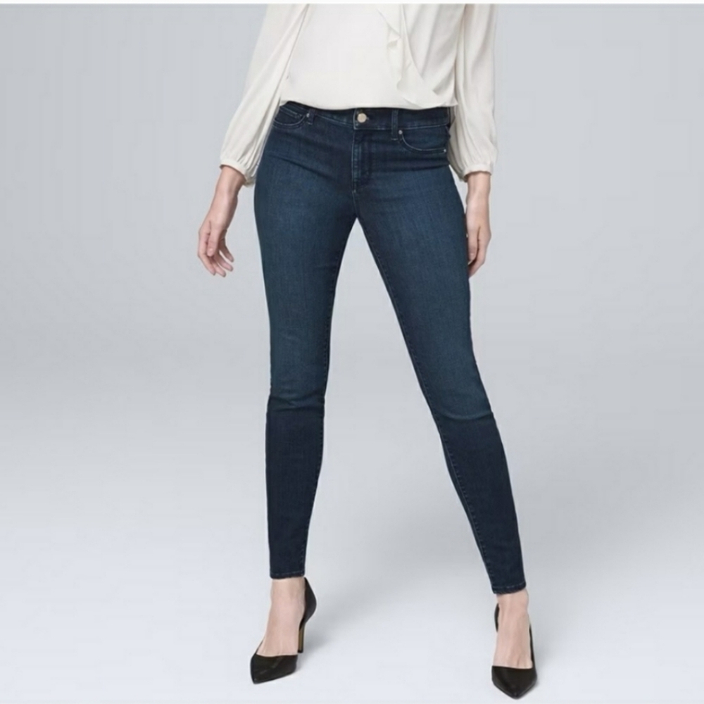 White House Black Market Skinny Leg Dark Wash Blue Jeans Like NEW Size 8S